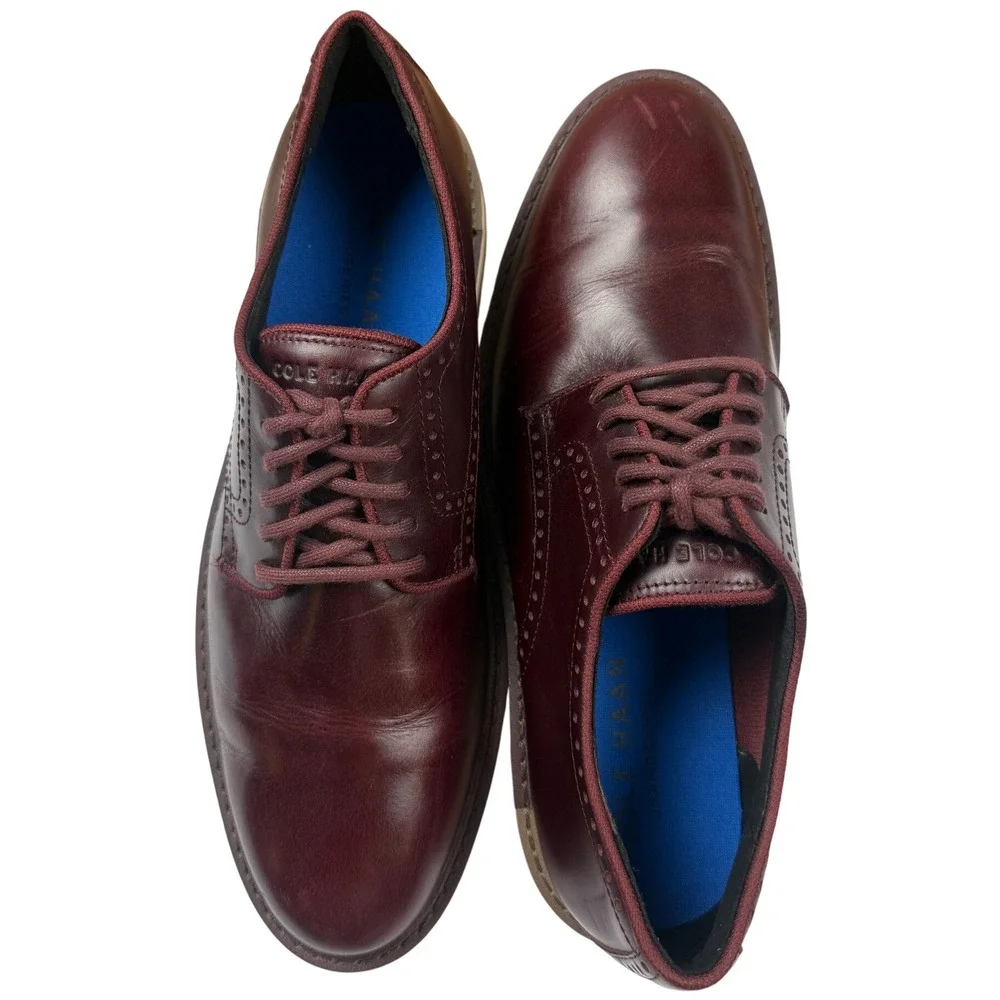 Cole Haan Grand 360 Mens Burgundy Leather Wingtip Oxford Shoes C37684 Size 8.5 M